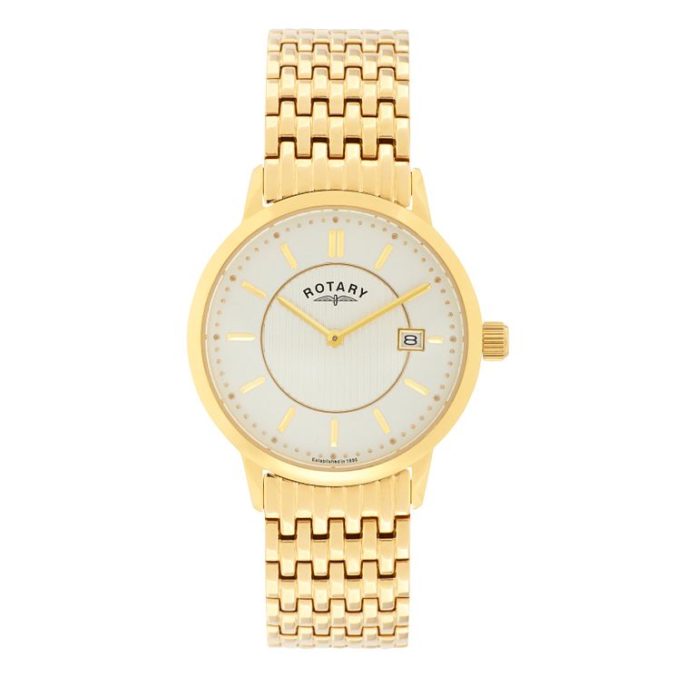Rotary Mens Yellow Gold Plated Bracelet Watch