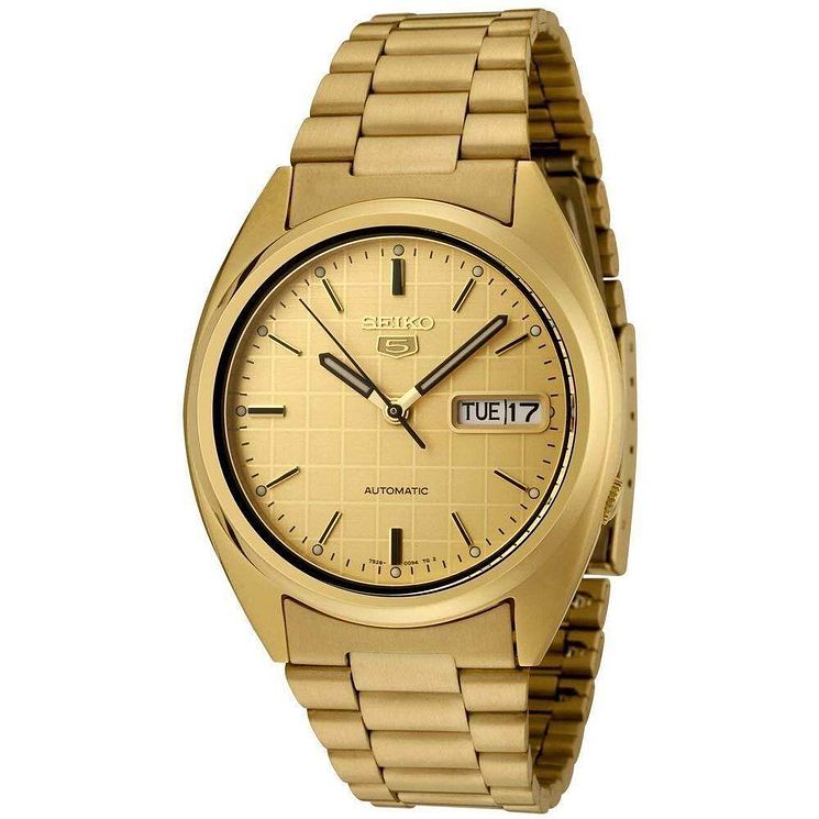 Seiko 5 Mens Gold-tone Stainless Steel Bracelet Watch