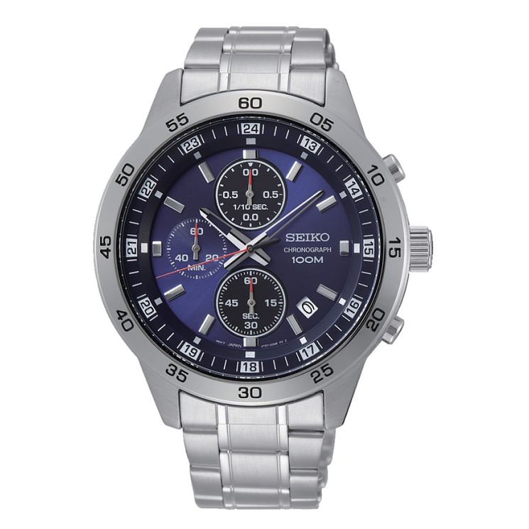 Seiko Blue Chronograph Dial Stainless Steel Bracelet Watch