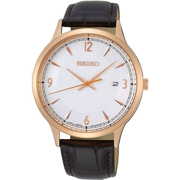 Seiko Ladies Black Leather Strap Watch