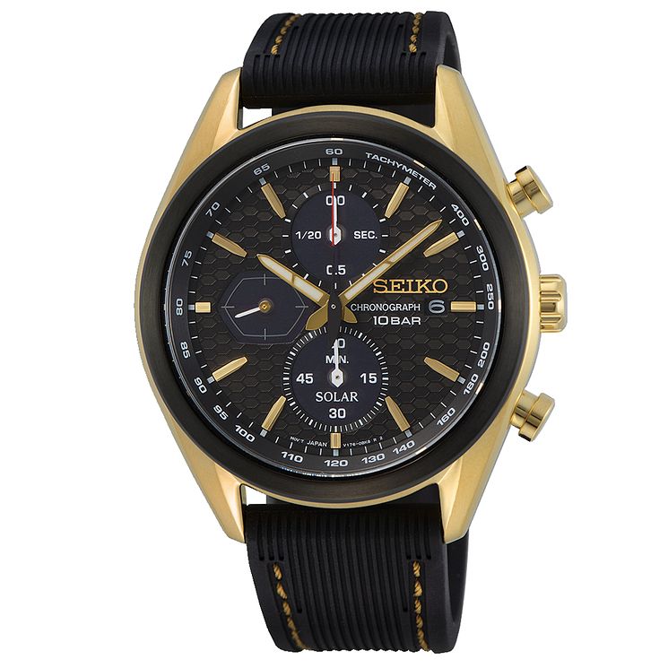 Seiko Macchina Sportiva Mens Black Silicone Strap Watch
