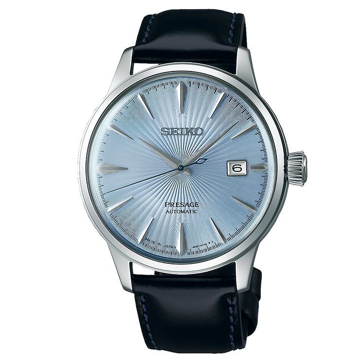 Seiko Presage Mens Black Leather Strap Watch