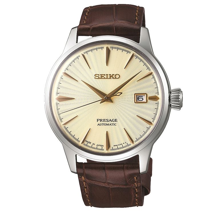 Seiko Presage Mens Brown Leather Strap Watch