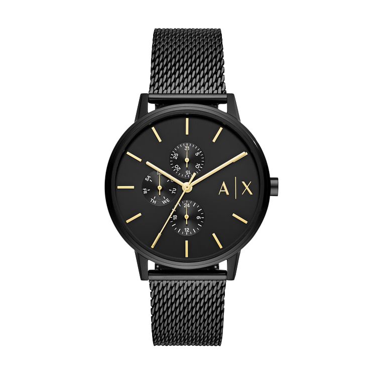 Armani Exchange Mens Black Ip Mesh Bracelet Watch