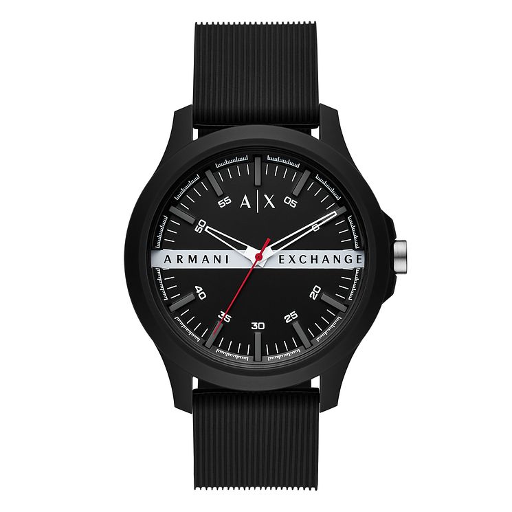 Armani Exchange Mens Black Silicone Strap Watch