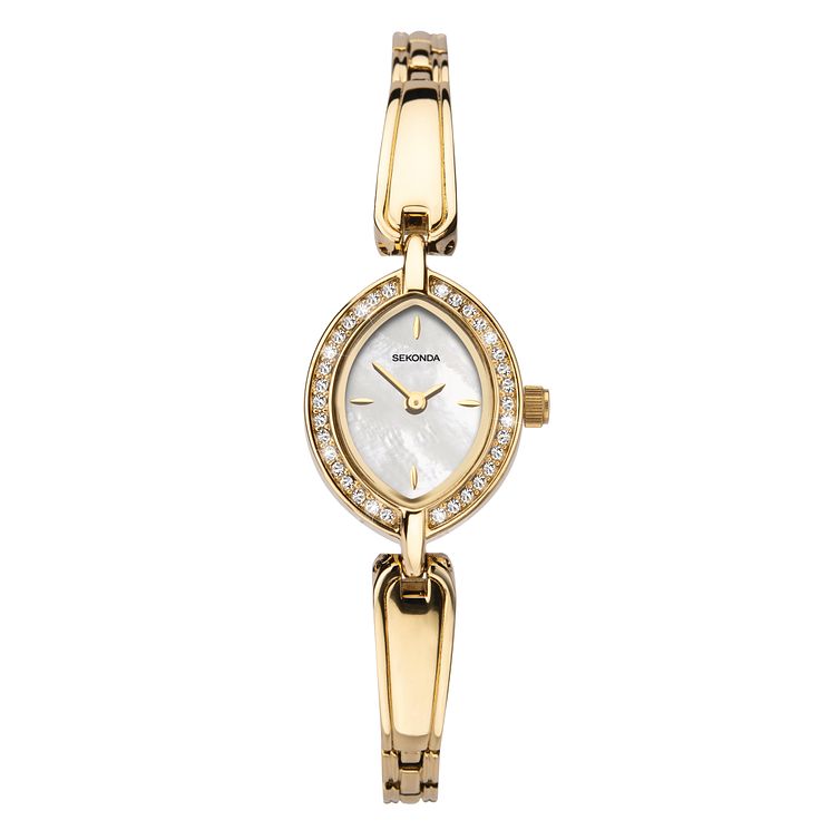Sekonda Crystal Bezel Ladies Gold Tone Bracelet Watch