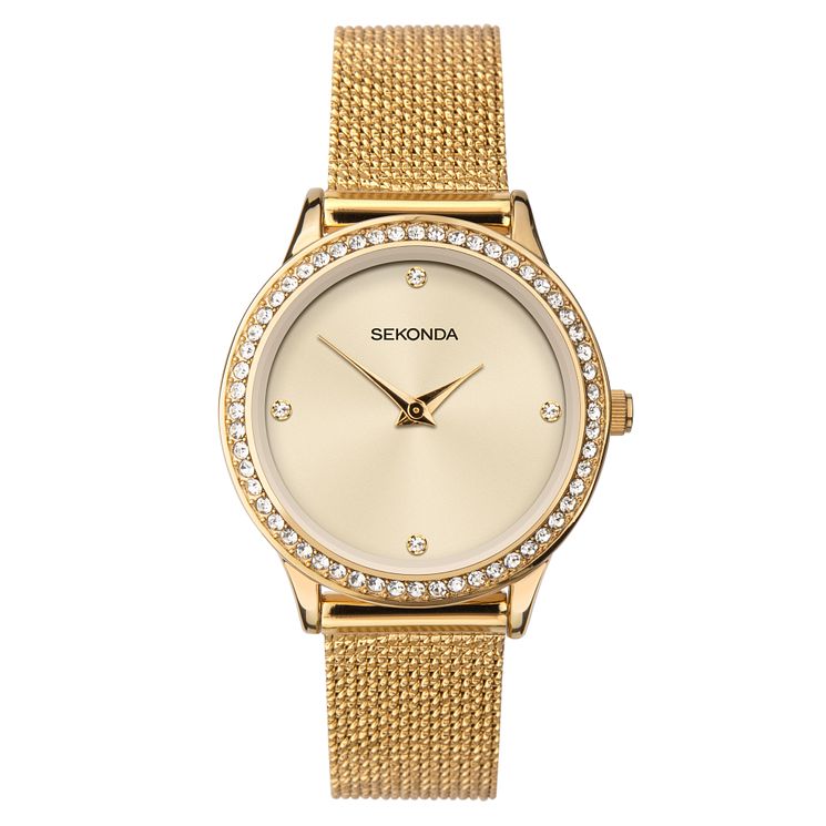 Sekonda Crystal Ladies Gold Tone Mesh Bracelet Watch