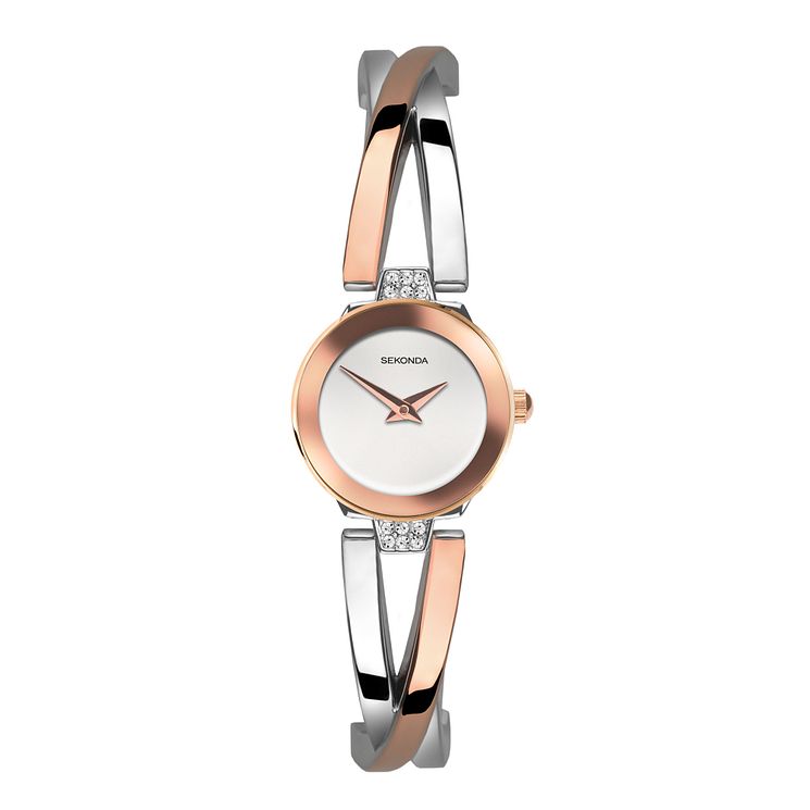 Sekonda Crystal Ladies Rose Gold Tone Bangle Watch