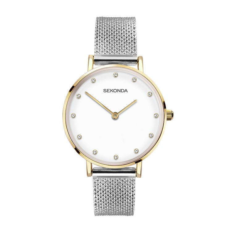 Sekonda Crystal Ladies Stainless Steel Mesh Bracelet Watch
