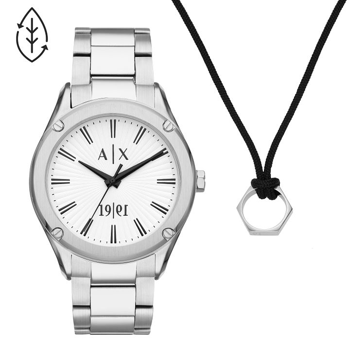 Armani Exchange Mens Bracelet WatchandNecklace Gift Set