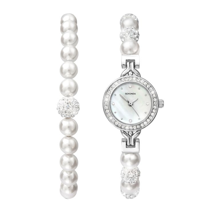 Sekonda Editions CrystalandPearl BraceletandBracelet Watch