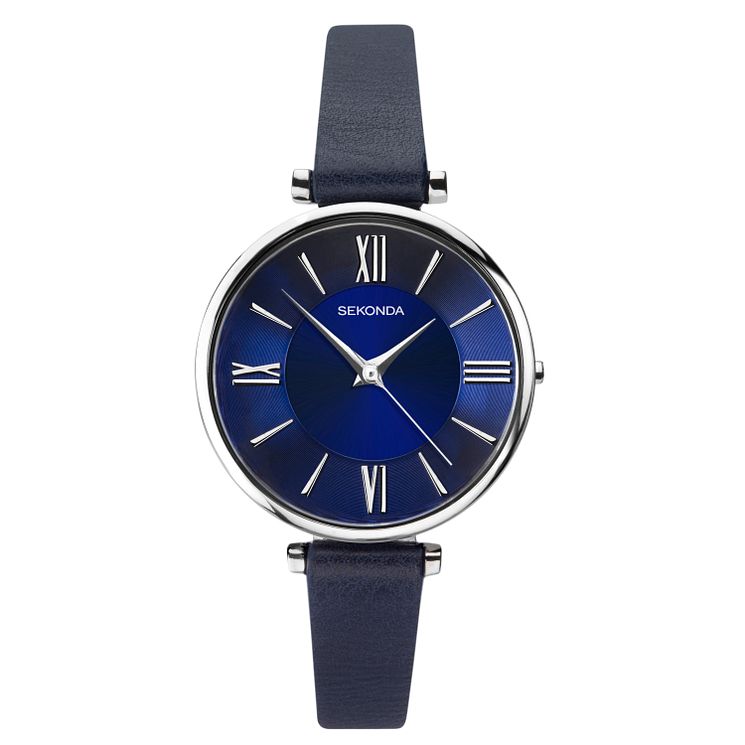 Sekonda Editions Ladies Blue Sunray Leather Strap Watch