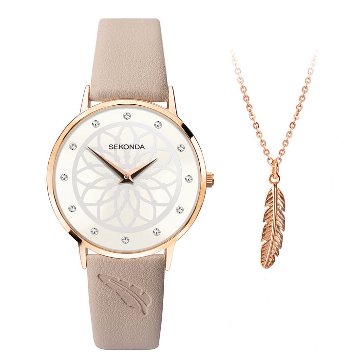 Sekonda Editions Nude Strap WatchandFeather Bracelet