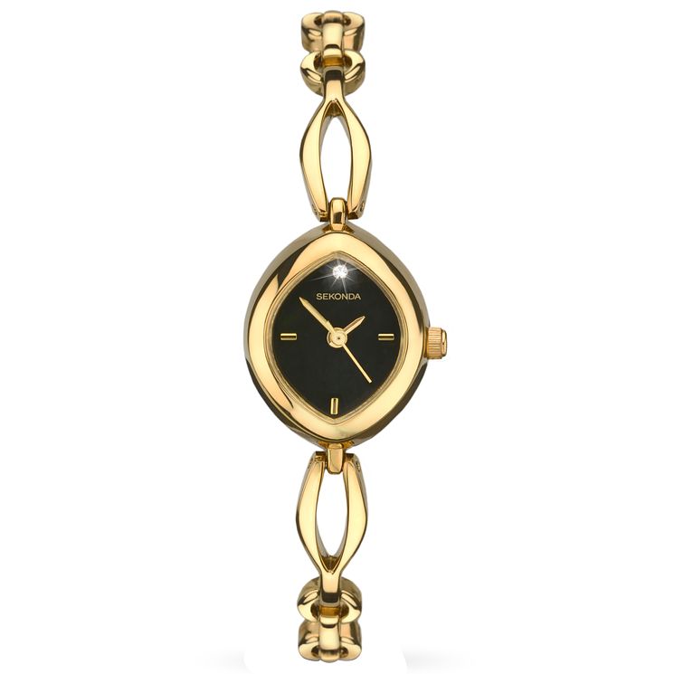 Sekonda Ladies Black Dial Gold-plated Bracelet Watch