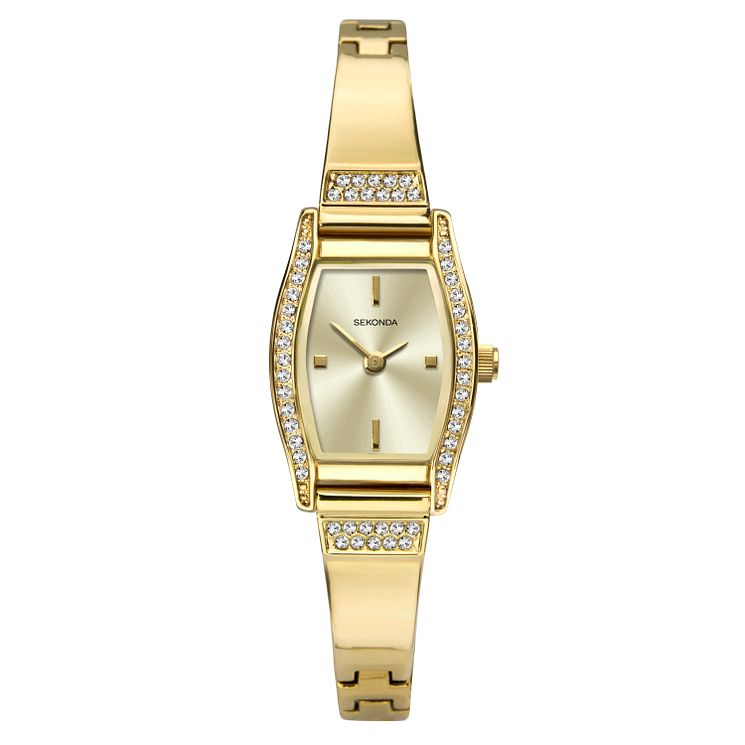 Sekonda Ladies Crystal Gold Tone Semi-bangle Watch