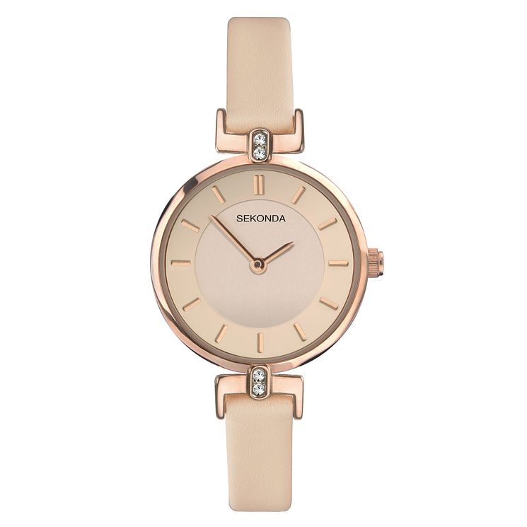 Sekonda Ladies Pink Dial Pink Leather Strap Watch