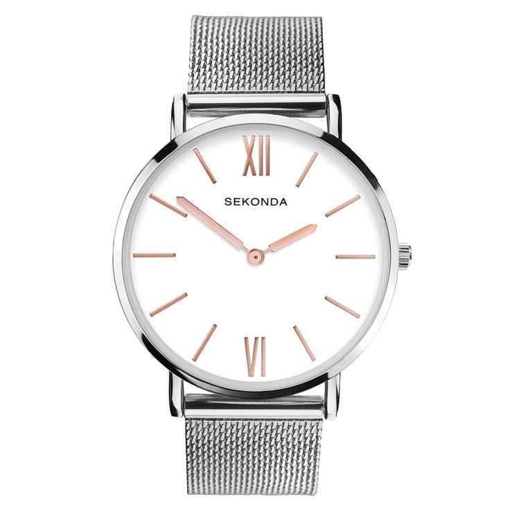 Sekonda Ladies Rose Accents Steel Mesh Bracelet Watch