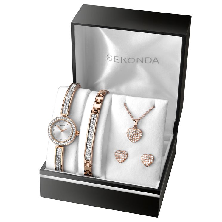 Sekonda Ladies Rose Gold WatchandJewellery Set