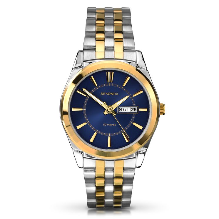 Sekonda Mens Blue DialandTwo Tone Bracelet Watch