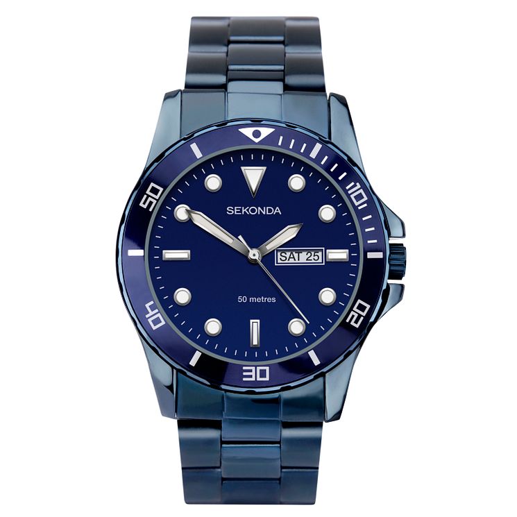 Sekonda Mens Blue Stainless Steel Bracelet Watch