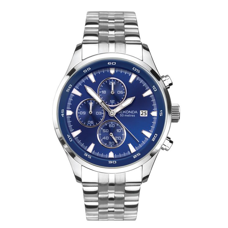 Sekonda Mens Dual-time Stainless Steel Bracelet Watch
