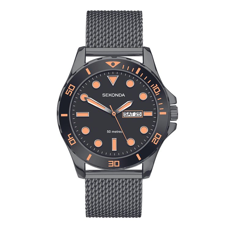 Sekonda Mens Grey Ip Mesh Bracelet Watch