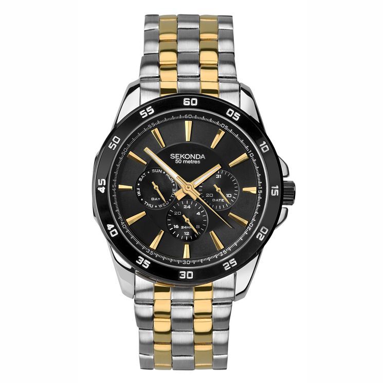 Sekonda Mens Two Tone With Black Dial Bracelet Watch