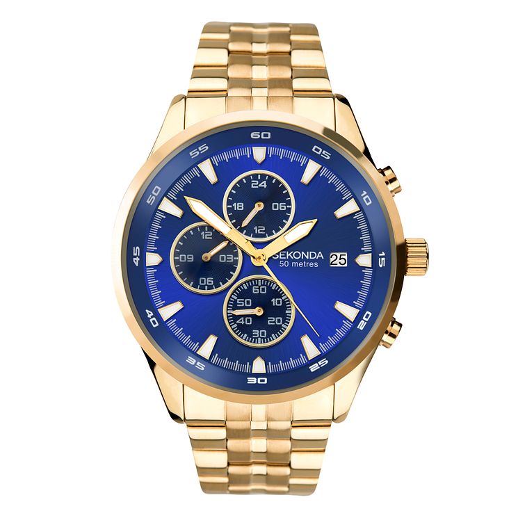 Sekonda Mens Yellow Gold Tone Bracelet Watch