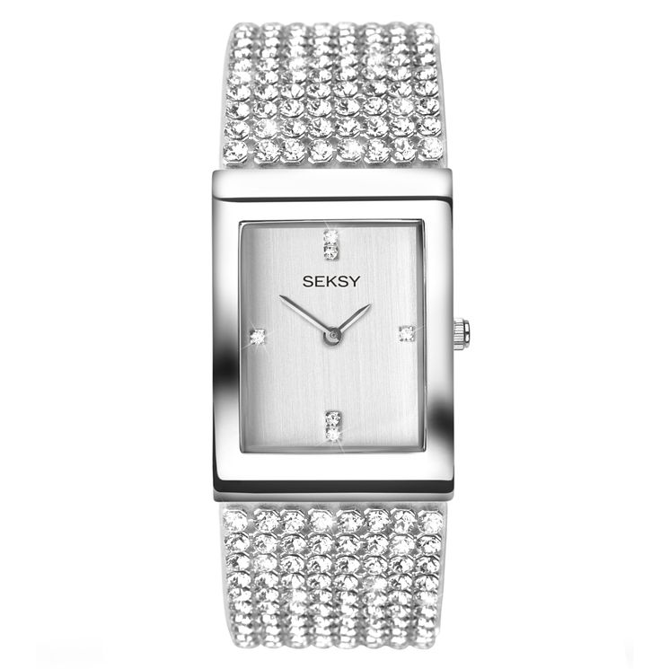 Seksy Ladies Crystal Rhodium-plated Bracelet Watch