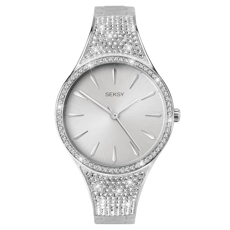 Seksy Rhodium Plated Bracelet Watch