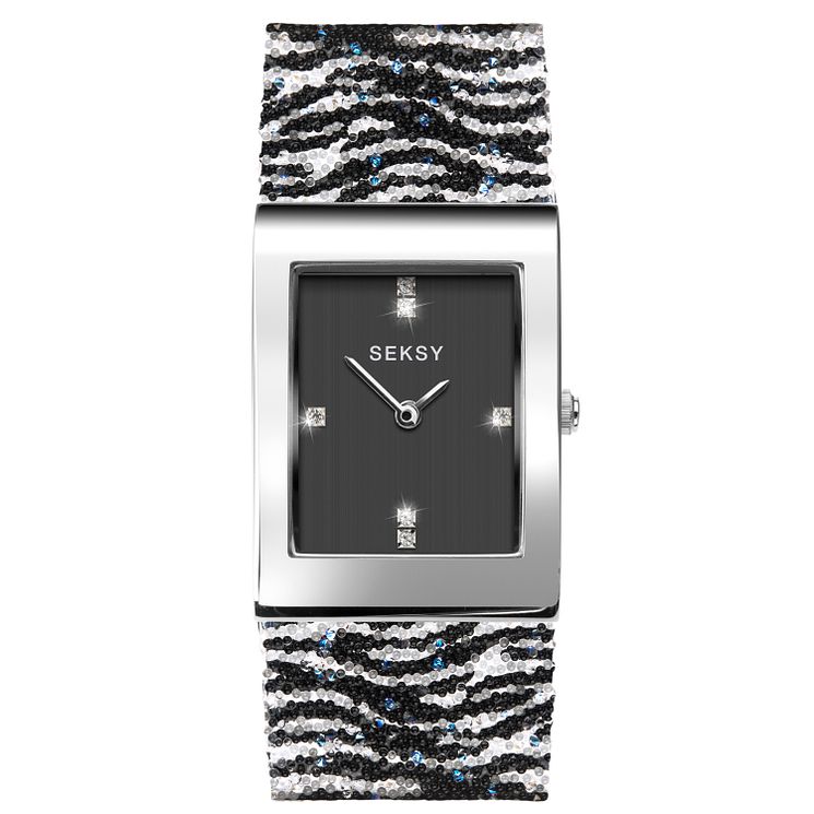 Seksy Rocks Ladies Zebra Print Bracelet Watch