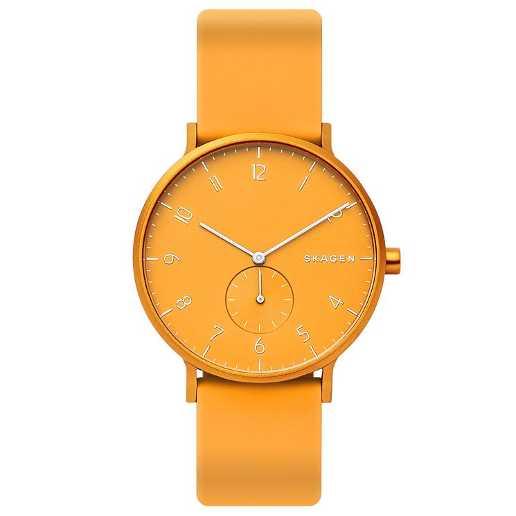 Skagen Aaren Kulor Yellow Silicone Strap Watch