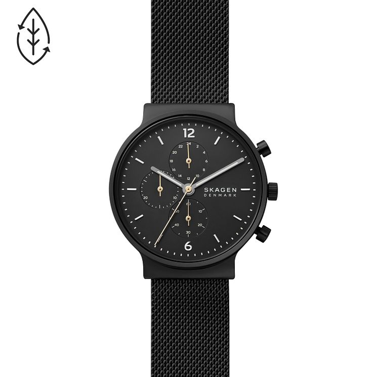 Skagen Ancher Black Stainless Steel Mesh Bracelet Watch