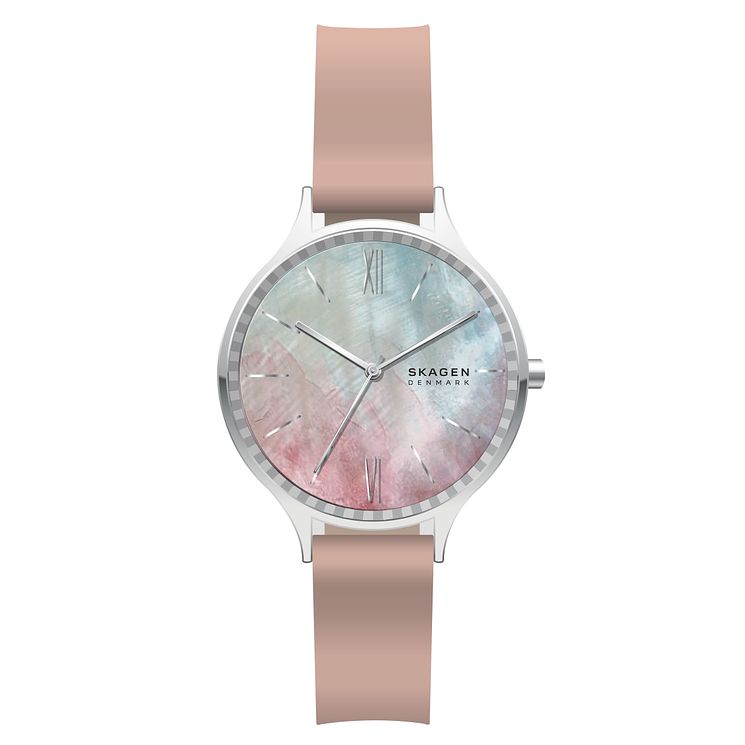 Skagen Anita Ladies Pink Leather Strap Watch