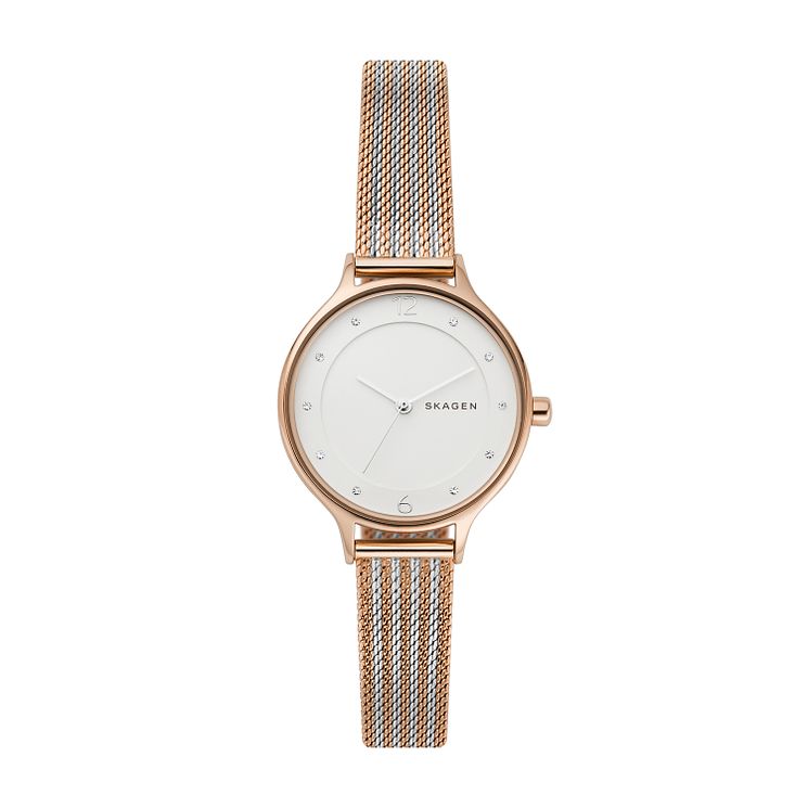 Skagen Anita Ladies Two-tone Ripple-mesh Bracelet Watch