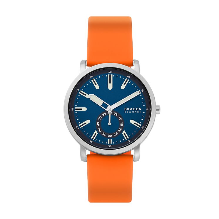 Skagen Colden Mens Orange Silicone Strap Watch