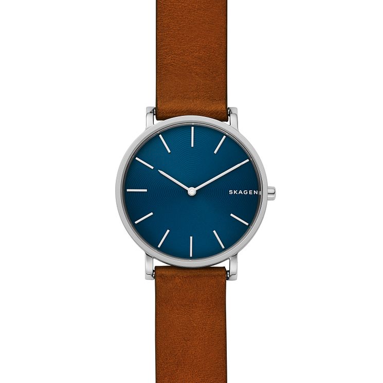 Skagen Hagen Slim Mens Brown Leather Strap Watch
