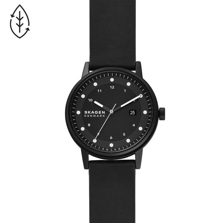 Skagen Henricksen Mens Black Eco Leather Strap Watch