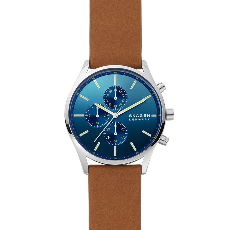 Skagen Holst Chronograph Mens Brown Leather Strap Watch