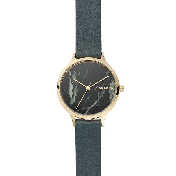 Skagen Ladies Green Leather Strap Watch