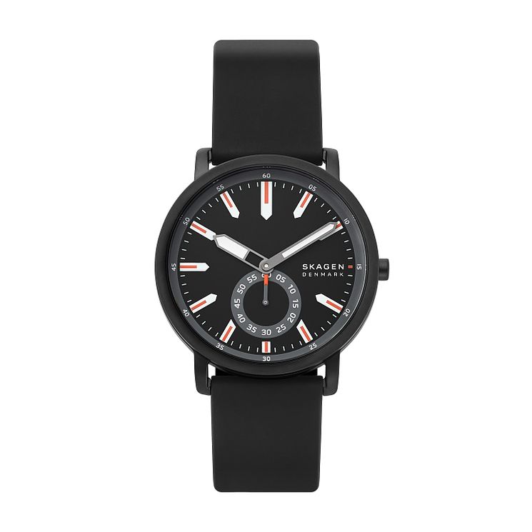 Skagen Mens Colden Blue Dial Black Silicone Strap Watch