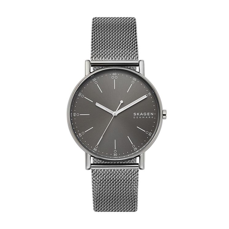 Skagen Signatur Mens Gunmetal Mesh Strap Watch