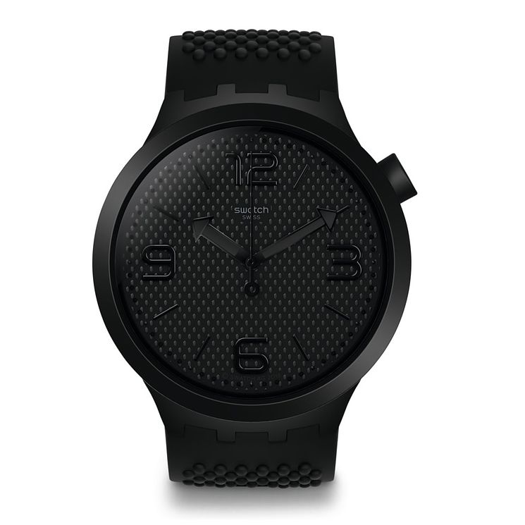 Swatch Bbblack Black Silicone Strap Watch
