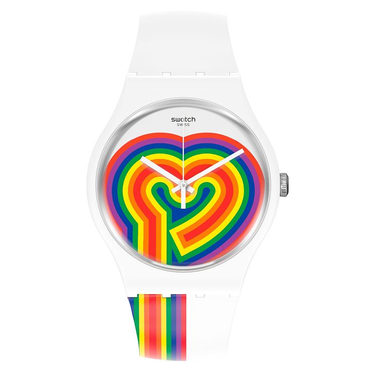 Swatch Beating Love Silicone Strap Watch