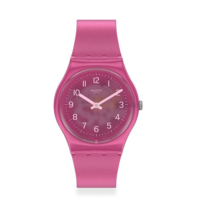 Swatch Blurry Pink Pink Silicone Strap Watch