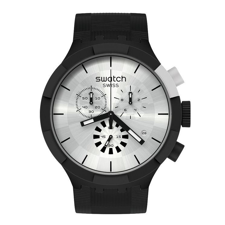 Swatch Chequered Silver Silicone Strap Watch