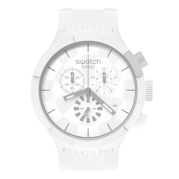 Swatch Chequered White Silicone Strap Watch