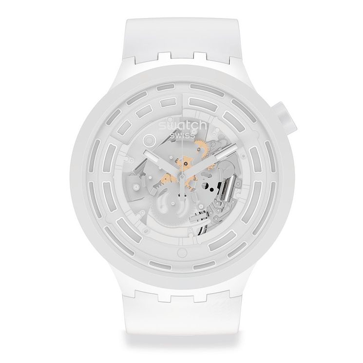 Swatch C-white Bioceramic White Strap Watch
