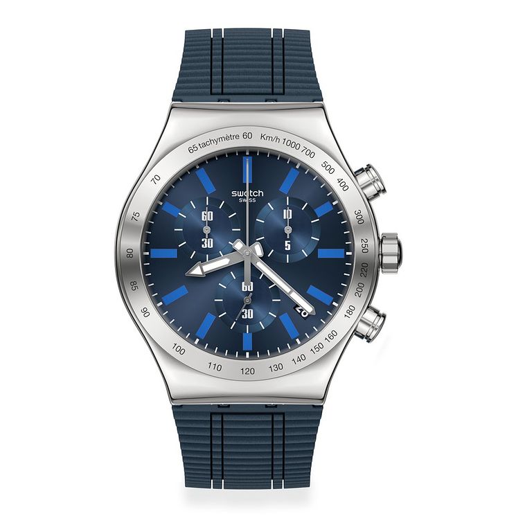 Swatch Electric Blue Silicone Strap Watch