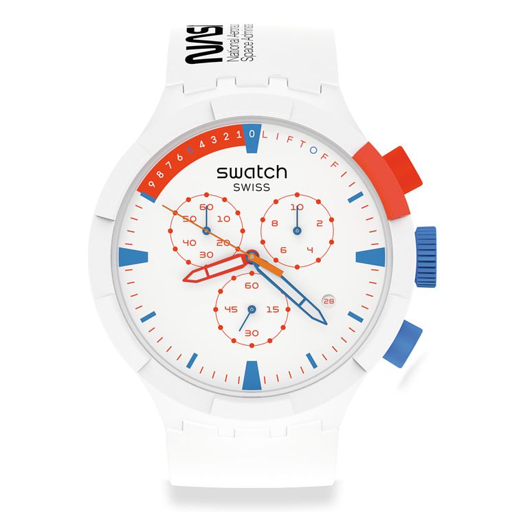 Swatch Extravehicular Unisex White Silicone Strap Watch